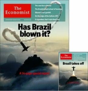 As capas da 'Economist' - a atual, e em tamanho menor, a de 2009 (Foto: Reprodução/The Economist)