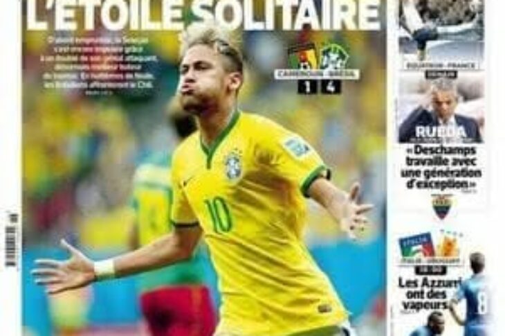 Neymar é a capa do L´Equipe após decidir para o Brasil contra Camarões (Foto: Reprodução)