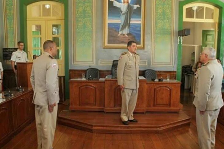 Cerimônia de troca de comando da 94ª CIPM de Caetité, na manhã de terça-feira (3). Foto: Divulgação da PM