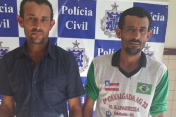 polícia cumpriu os mandados de prisão em desfavor da dupla Luiz Pedro Rodrigues Nogueira e José Rodrigues Nogueira , na manhã desta terça-feira (10), na zona rural de Carinhanha, no oeste da Bahia. Foto: PC.