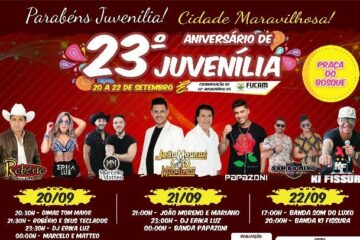 Cartaz da programação da festa de 23 anos de emancipação política de Juvenília, no Norte de Minas Gerais. Foto: ASCOM.