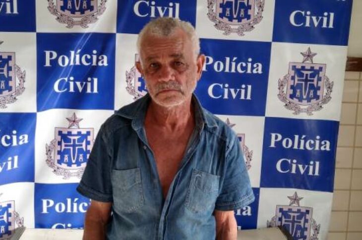 Ataides Américo dos Santos foi preso acusado de estupro de vulnerável na tarde desta quinta-feira (19), no bairro BNH,em Julião, em Malhada, no Sudoeste da Bahia. Foto: Polícia Civil.