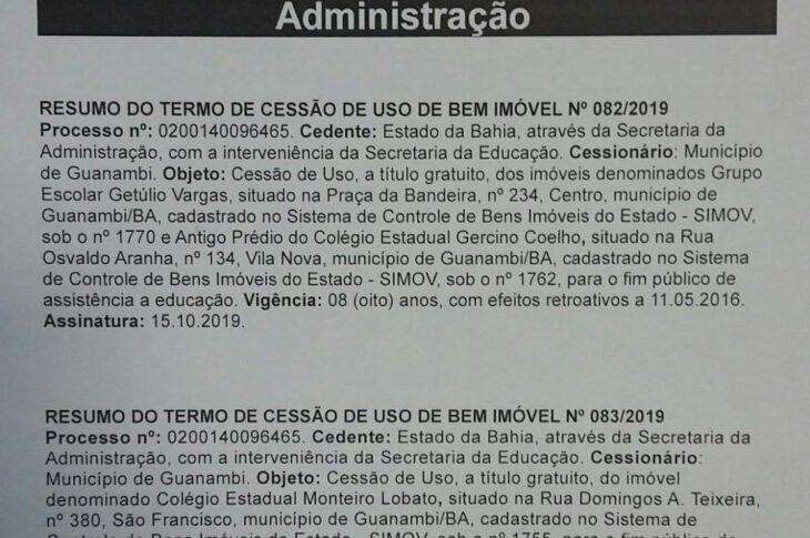 Publicação no Diário Oficial