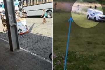 Momento em que o homem é morto por policiais em Conde, na Bahia.Foto: Reprodução Correio.