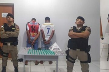 s dois homens foram detidos transportado drogas para o município de Malhada,no Sudoeste da Bahia, na manhã desta quarta-feira (16). Foto: reprodução Nortícias.