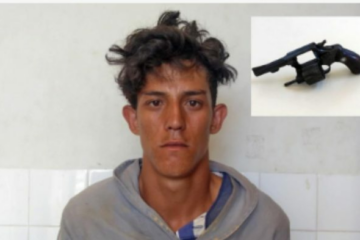 Rony Silva de Souza foi preso nesta terça-feira (15), na zona rural de Caturama,acusado de matar uma mulher em Paramirim. Foto: Reprodução Sudoeste Bahia.