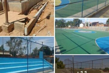 Reforma da quadra do BNH em Julião,em Malhada. Foto:ASCOM.