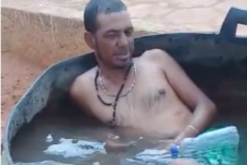 O homem foi filmado banhado no cemitério da cidade de Caetité, no Sudoeste da Bahia. Foto: reprodução