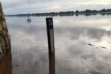 Nível do rio São Francisco baixou 51 centímetros nas últimas 24 horas,em Carinhanha.Foto: Zé Castor.