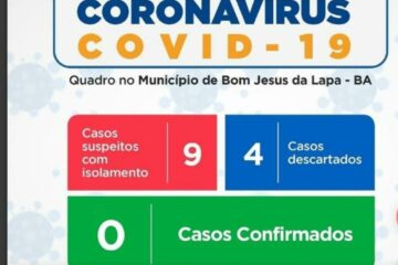 Nove casos de Covid-19 são investigados em Bom Jesus da Lapa.Divulgação.