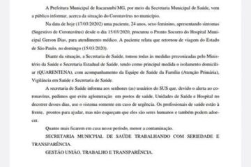 Nota da Secretaria de Saúde