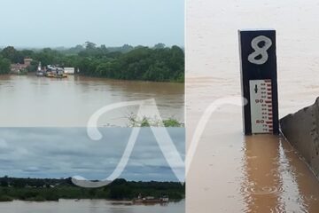 Nível do rio São Francisco atinge 7,74 em Manga.Foto:reprodução Nortícias.