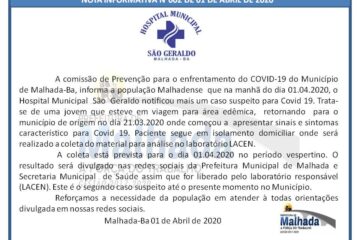 Malhada investiga segundo caso suspeito de coronavírus.Foto: Comissão.