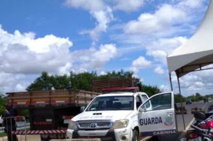 Barreira sanitária montada na Ponte Guimarães osa, em Carinhanha.Foto:Internet