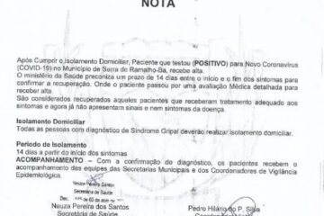 Boletim da Secretaria de Saúde de Serra do Ramalho.