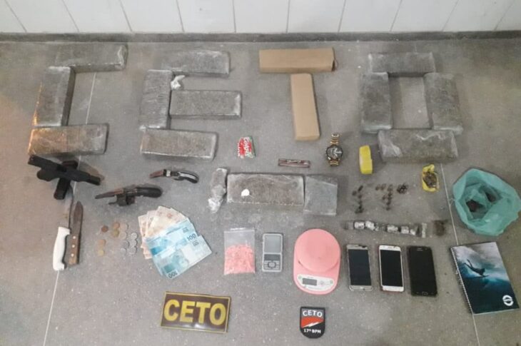 Material apreendido na tarde de segunda-feira (29), em Guanambi. Foto: PM