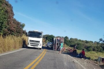 Acidente na BR-030 em Lagoa Real. Foto: Kauê Souza/Achei Sudoeste.