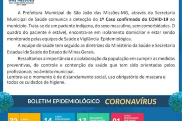 Boletim epidemiológico de São joão das Missões. Foto: divulgação.