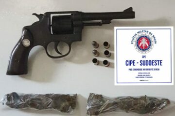 Com o suspeito foi encontrado arma e drogas. Foto: Cipe/ Sudoeste.