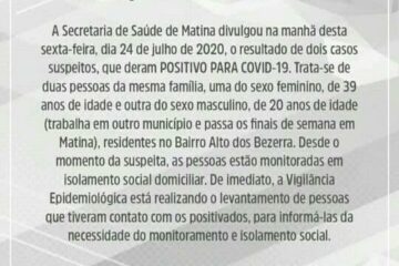 Nota da Secretaria de Saúde.