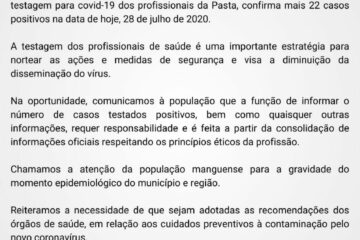 Boletim da Secretaria de Saúde.