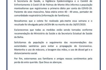 Nota da Secretaria de Saúde.