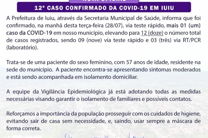 Boletim epidemiológico de Iuiú.