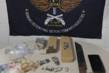 Homem é preso com arma de fogo e drogas em Guanambi. Foto: PM.
