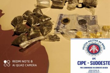 Dupla é presa com drogas em Carinhanha, na noite de quarta-feira (26). Foto: Cipe/Sudoeste.