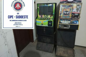 Máquinas apreendidas em Candiba: Foto: Cipe/Sudoeste.