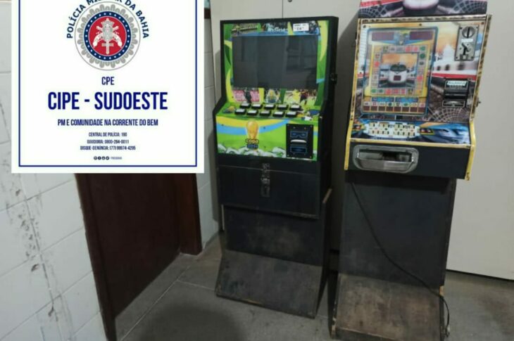 Máquinas apreendidas em Candiba: Foto: Cipe/Sudoeste.