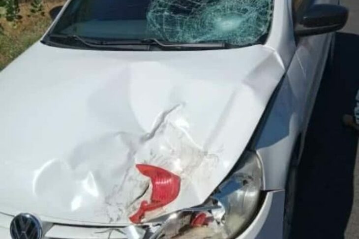 Acidente envolvendo moto e carro na BA-161 em Serra do Ramalho, na manhã desta segunda-feira (17). Foto: reprodução rede social.