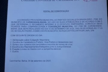 Edital de convocação do PSB