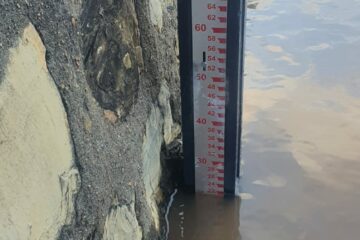 Nível do Rio São Francisco, nesta terça-feira (11). Foto: Zé Castor.