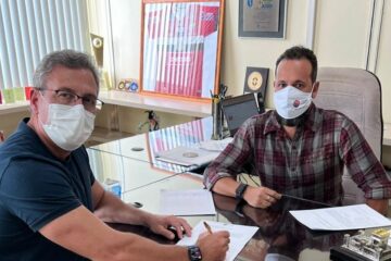 Encontro dos presidentes do Flamengo e da FBA. Reprodução | FBF.