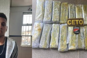 O Suspeito foi preso na Rodoviária de Guanambi, na tarde deste sábado (8). Foto: PM.