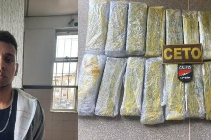 O Suspeito foi preso na Rodoviária de Guanambi, na tarde deste sábado (8). Foto: PM.