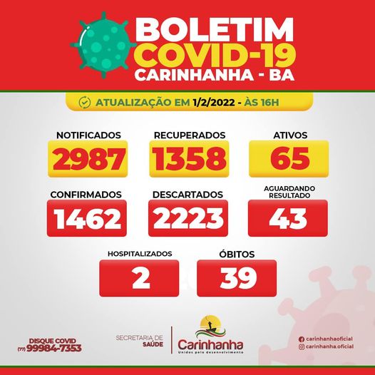 Boletim de Carinhanha. Foto: Secretaria de Saúde.