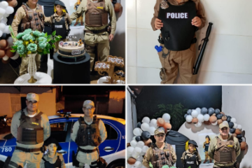 Policiais participam de festa de aniversário de criança de 4 anos em Malhada. Foto: PM.
