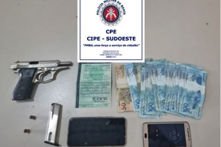 Arma apreendida em Pindaí. Foto: Cipe/Sudoeste.