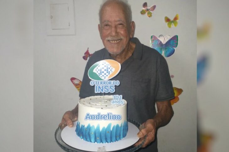 Andrelino comemora 121 anos. Foto: Arquivo pessoal/Andrelino Vieira da Silva.