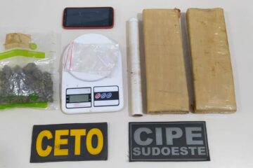 O suspeito de tráfico foi preso na noite de domingo (13), em Guanambi. Foto: PM.