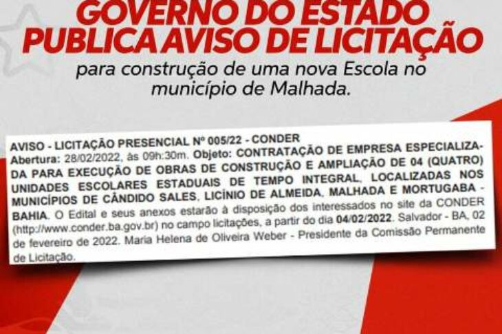 Licitação de escola para Malhada. Foto: ASCOM.