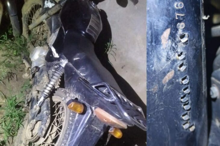 PM apreende moto suspeita de roubo. Foto: PM.