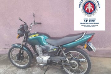 Polícia apreende moto roubada em Lagoa Real. Foto: PM.