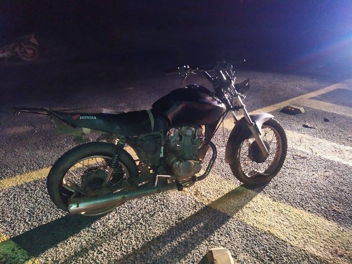 Moto envolvida no acidente na BA-161,em Carinhanha. Foto:PM.