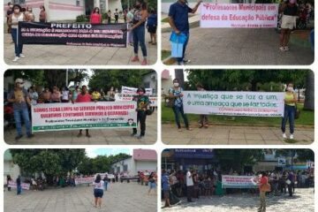 Profissionais da educação realizam ato por valorização e pelo piso do magistério. Foto: Reprodução Blog do Latinha