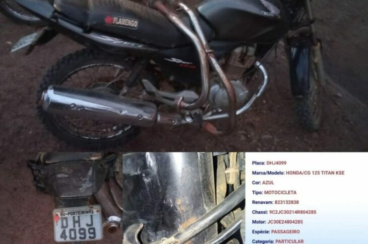 Moto apreendida pela PM. Foto: PM.