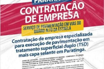 Governo da Bahia abre licitação para asfaltar ruas de Paratinga