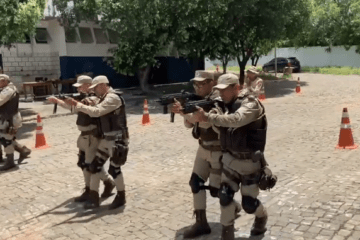 Policiais da 3ª CIA de Carinhanha recebem treinamentos da Cipe/Sudoeste. Foto: reprodução da 3ª CIA.